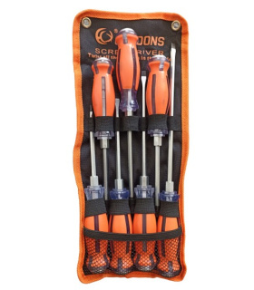 ست پیچ گوشتی 7 عددی ضربه و آچار خور کیف برزنتی OKBOONS دسته نارنجی