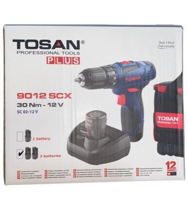دریل پیچ گوشتی شارژی توسن پلاس مدل 9012SCX با کیف برزنتی و لوازم