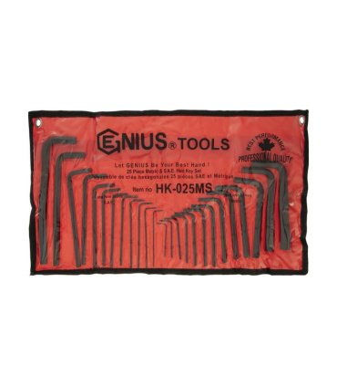 ست آچار آلن بلند 25 عددی اینچ و میلیمتر جنیوس GENIUS مدل HK-025MS
