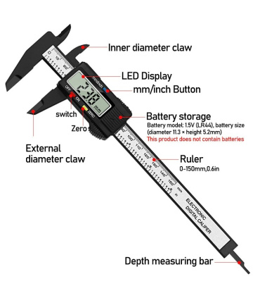 کولیس دیجیتال 15 سانت پلاستیکی (کلیس0تا150میلیمتر)