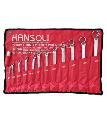 ست آچار 12 عددی 6 تا 32 دو سر رینگی هانسول HANSOL مدل HS312