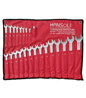 ست آچار 22 عددی یکسر تخت و رینگی 8تا32 هانسول HANSOL مدل HS100 طرح آلمان