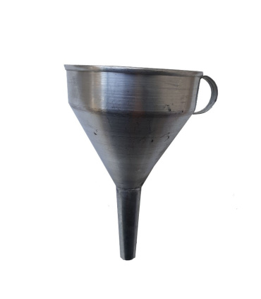 قیف فلزی ورق گالوانیزه سایز کوچک 15cm توری دار