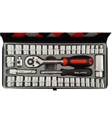 جعبه بکس 40 پارچه درایو 1/4-3/8 اینچ و میلیمتر SELPRO تایوان