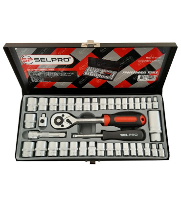 جعبه بکس 40 پارچه درایو 1/4-3/8 اینچ و میلیمتر SELPRO تایوان