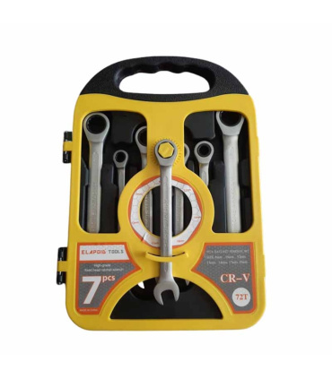 ست آچار 7 عددی یکسر تخت و رینگ جغجغه ای ELAPOID TOOLS