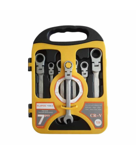 ست آچار 7 عددی یکسر تخت و رینگ جغجغه ای سرتاشو ELAPOID TOOLS