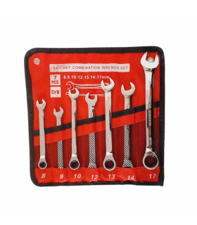 ست آچار7 عددی یکسر تخت یکسر رینگ جغجغه ای 8تا17 CrV