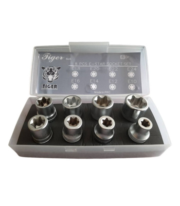 جعبه بکس E ای 8 پارچه درایو 1/2 TIIGER TOOLS