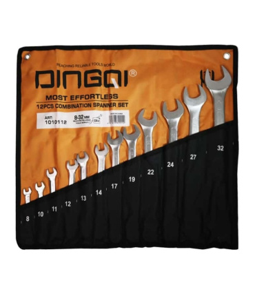 ست آچار صنعتی 12 عددی 8تا32 یک سر تخت و رینگی دینگی DINGQI مدل 1010112