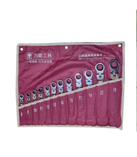 ست آچار12 عددی یکسر تخت یکسر رینگ جغجغه ای سرتاشو 8تا24