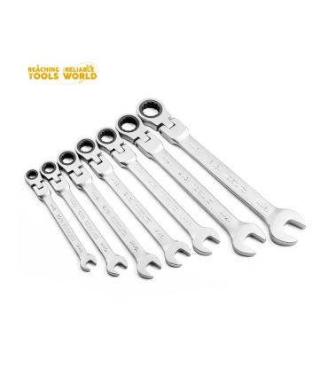 ست آچار 7 عددی یکسر تخت و رینگ جغجغه ای تاشو لولایی دینگی DINGQI مدل ART:15002