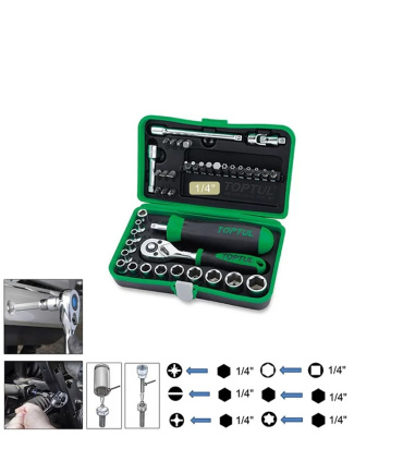 جعبه بکس و بیت پیچگوشتی 41 پارچه درایو 1/4 تاپ تول TOPTUL مدل GADW4102