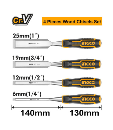 ست 4 عددی مغار ضربه خور حرفه‌ای اینکو INGCO مدل HKTWC0401