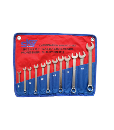 ست آچار 12 عددی یکسر تخت و رینگی 8تا22 اسکای SKY مدل ST-4600-12