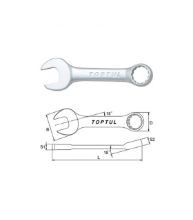 آچار کوتاه سایز 10 یکسر تخت و رینگی تاپ تول TOPTUL مدل AAAF1010