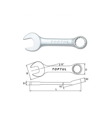 آچار کوتاه سایز 10 یکسر تخت و رینگی تاپ تول TOPTUL مدل AAAF1010