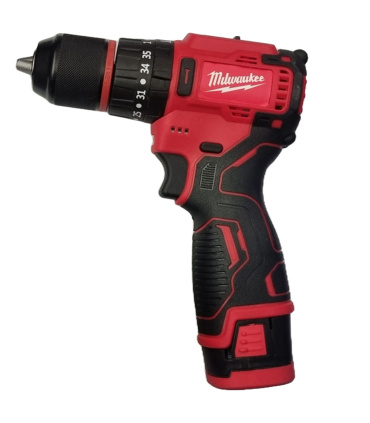 دریل شارژی چکشی براشلس 24 ولت دوباتری سه نظام فلزی میلواکی milwaukee مدل M24