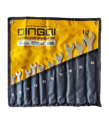 آچار یکسر تخت و یکسر رینگی 10 عددی دینگی DINGQI مدل 1010110