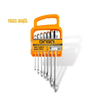 ست آچار 7 عددی یکسر تخت و رینگ جغجغه ای دینگی DINGQI مدل 15001