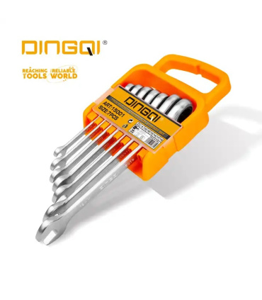 ست آچار 7 عددی یکسر تخت و رینگ جغجغه ای دینگی DINGQI مدل 15001