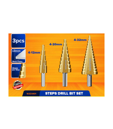 ست مته مخروطی 3 عددی فلز وادفو WADFOW مدل WJD3401 مته کاجی