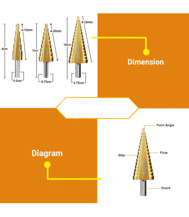 ست مته مخروطی 3 عددی فلز وادفو WADFOW مدل WJD3401 مته کاجی