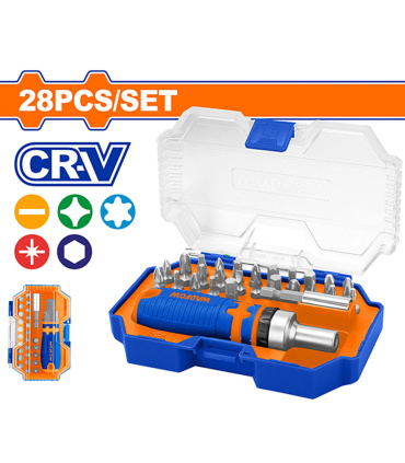 جعبه بیت و پیچ گوشتی 28 عددی سردریلی 1/4 اینچ وادفو WADFOW مدل WSS8B28