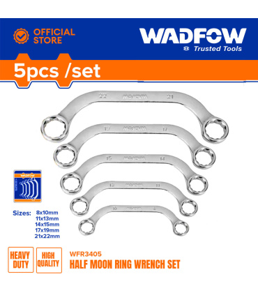ست آچار 5 عددی دو سر رینگی C تایپ هلالی وادفو WADFOW مدل WFR3405