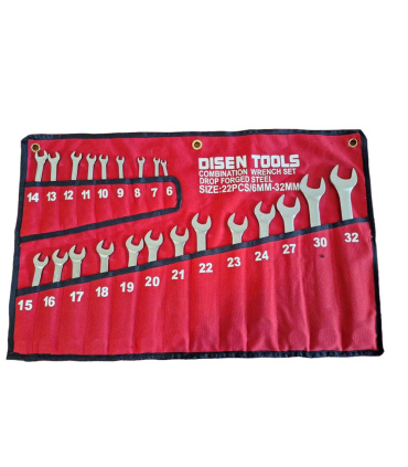 ست آچار 22 عددی یکسر تخت و رینگی دیزین  DISEN TOOLS