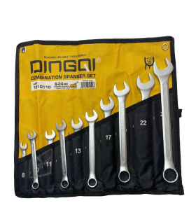 ست آچار 10 عددی یکسر تخت و یکسر رینگی سایز 8تا24 دینگی DINGQI مدل 1010110