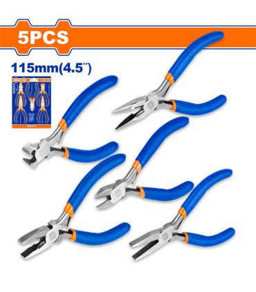 ست 5 عددی انبردست دم باریک سیم چین کف چین 4.5 اینچ وادفو WADFOW مدل WPS1615