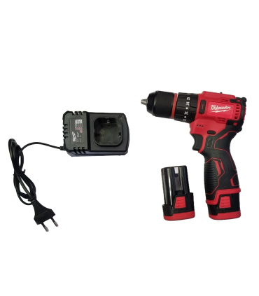 دریل شارژی چکشی براشلس 24 ولت دوباتری سه نظام فلزی میلواکی milwaukee مدل M24