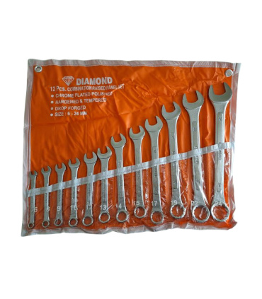 ست آچار 12 عددی یکسر تخت و یکسر رینگی سایز 6تا24 دیاموند DIAMOND