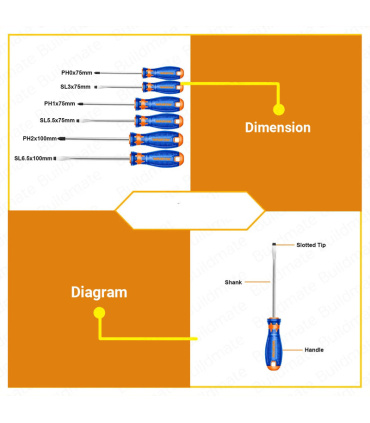 ست پیچ گوشتی 6 عددی دسته فایبر وادفو WADFOW مدل WSS1206