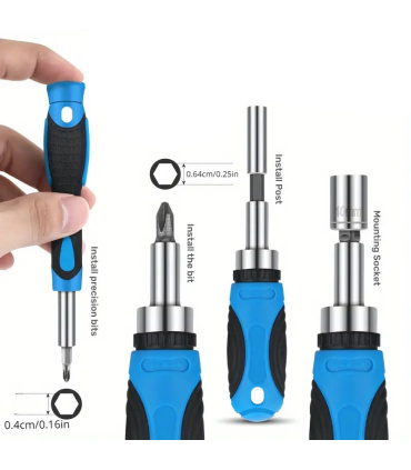 جعبه بیت و بکس 44 عددی با دسته جغجغه بیت خور و ساعتی درایو 1/4 کاپام KAPAOM مدل KA-7715