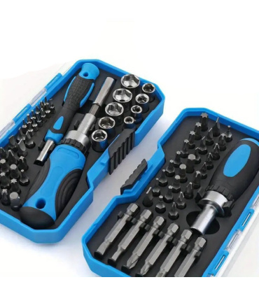 جعبه بیت و بکس 44 عددی با دسته جغجغه بیت خور و ساعتی درایو 1/4 کاپام KAPAOM مدل KA-7715