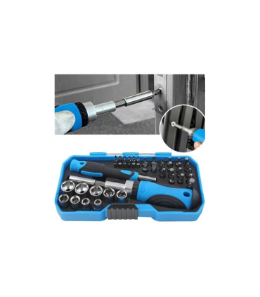 جعبه بیت و بکس 44 عددی با دسته جغجغه بیت خور و ساعتی درایو 1/4 کاپام KAPAOM مدل KA-7715