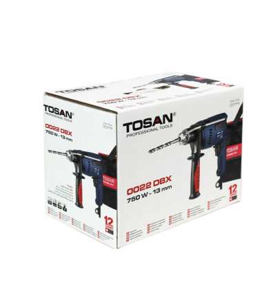 دریل چکشی 750وات 13 میلیمتر با کیف برزنتی توسن TOSAN مدل 0022DBX