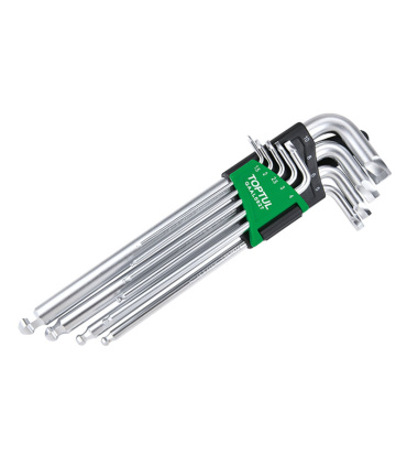 آچار آلن بلند شش گوش9عددی L شکل ته گرد تاپ تول TOPTUL مدلGAAL0927