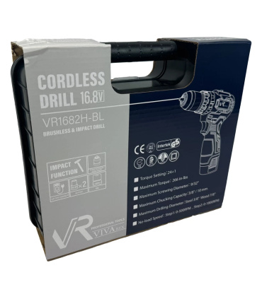 دریل پیچ گوشتی شارژی چکشی دوباطری16.8V براشلس ویوارکس VIVAREX مدل VR1682H-BL گارانتی دار