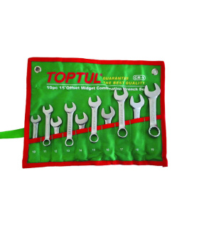 ست آچار یکسر تخت یکسر رینگی 10 عددی 15 درجه تاپ تول TOPTUL مدل GAAA1002