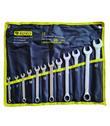 ست آچار یکسر تخت یکسررینگی 12 عددی 6تا22 فورد FORD