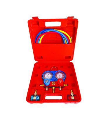 گیج شارژ گاز کولر دوقلو FG TOOLS مدل 4009-1 سه شیلنگ همراه با کوپلینگ