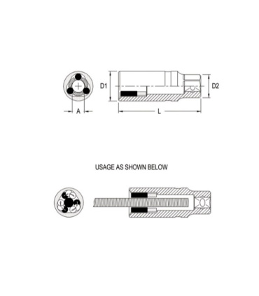 بکس رزوه گیر سایز 10mm درایو 1/2 جنیوس GENIUS مدل 427410 مخصوص پیچ دو سر رزوه