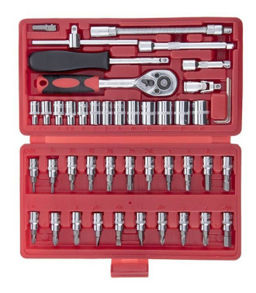 جعبه بکس ۴۶ پارچه و پیچ گوشتی درایو ۱/۴