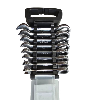 ست آچار کوتاه 8 عددی پلکانی یکسر تخت و رینگ جغجغه ای مکس تاپ MAXTOP مدل STUBBY RATCHET WRENCH جعبه پلاستیکی