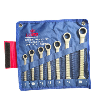 ست آچار 7 عددی یکسر تخت و رینگ جغجغه ای بلند لورد LORD مدل 50BV30