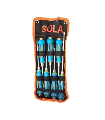 ست پیچ گوشتی 7 عددی سنگین ضربه و آچارخور سولا SOLA (کیف برزنتی)