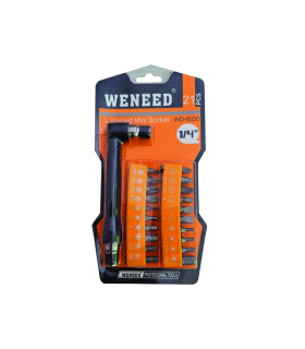 ست 21 عددی سری پیچ گوشتی به همراه چپقی سایز 1/4 وینید WENEED مدل WD-6030